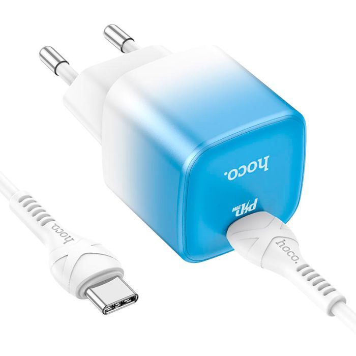 Зарядний пристрій HOCO C101A USB-C PD20W + cable USB-C to USB-C Ice Blue (6931474769398) зображення 5