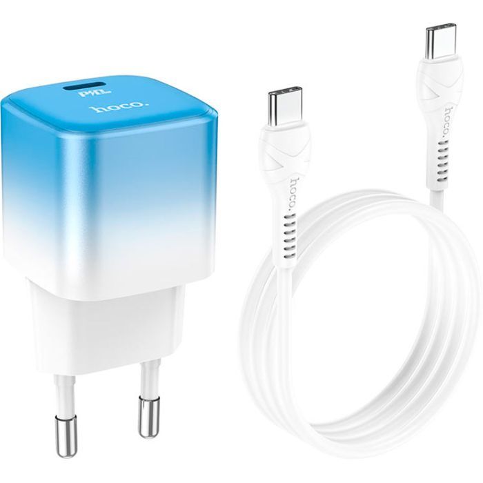 Зарядний пристрій HOCO C101A USB-C PD20W + cable USB-C to USB-C Ice Blue (6931474769398) зображення 6