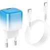 Зарядний пристрій HOCO C101A USB-C PD20W + cable USB-C to USB-C Ice Blue (6931474769398) зображення 6