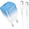 Зарядний пристрій HOCO C101A USB-C PD20W + cable USB-C to USB-C Ice Blue (6931474769398)