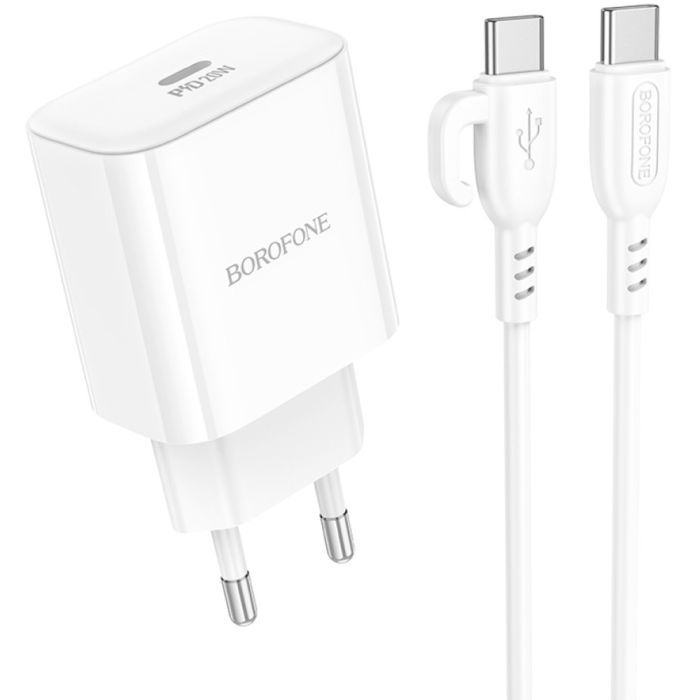 Зарядное устройство BOROFONE BA81A USB-C PD20W + cable USB-C to USB-C White (6941991108204)