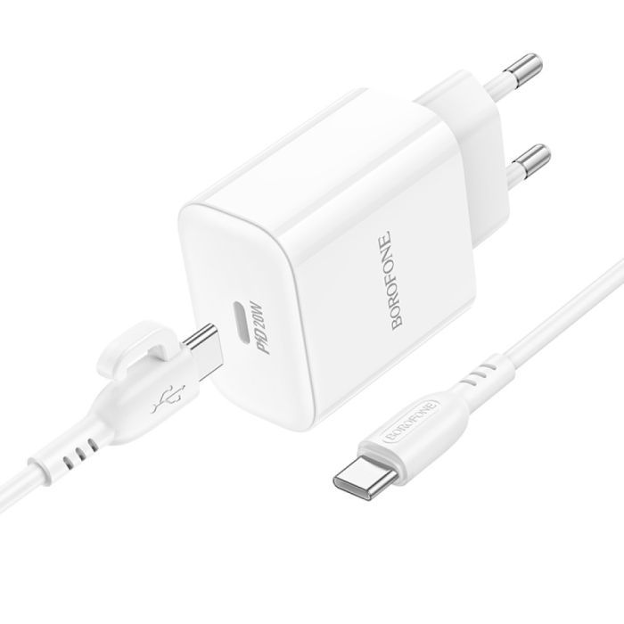 Зарядное устройство BOROFONE BA81A USB-C PD20W + cable USB-C to USB-C White (6941991108204) изображение 2
