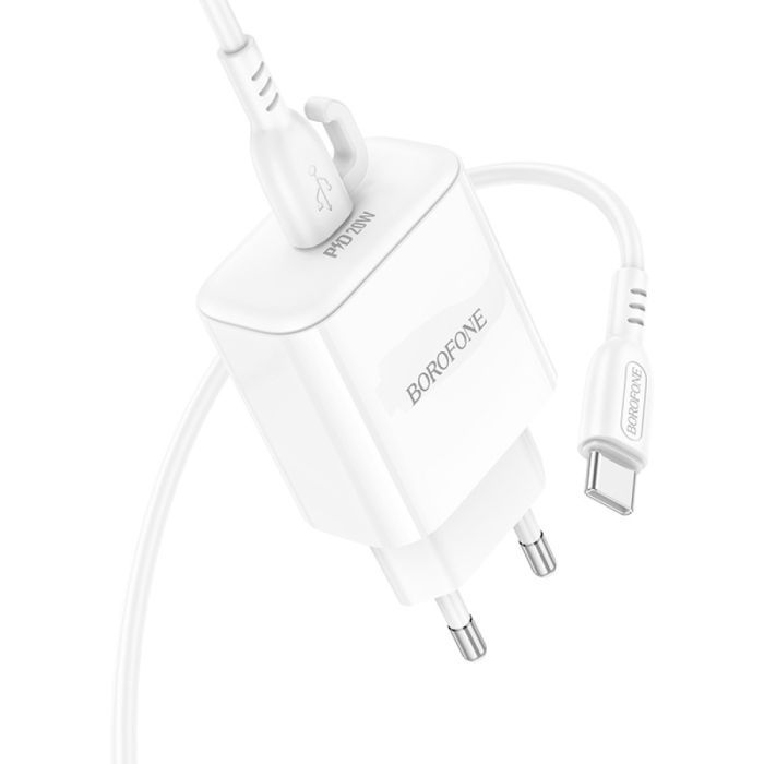 Зарядное устройство BOROFONE BA81A USB-C PD20W + cable USB-C to USB-C White (6941991108204) изображение 4
