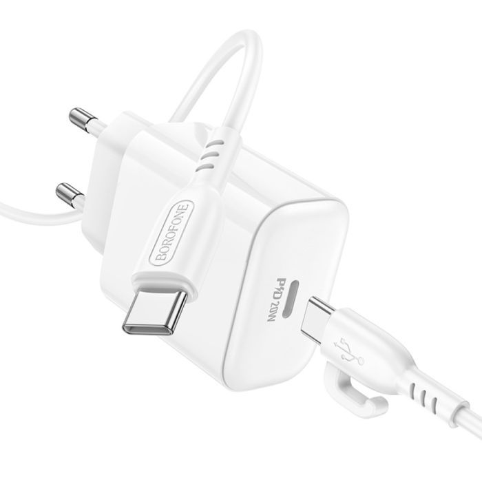 Зарядное устройство BOROFONE BA81A USB-C PD20W + cable USB-C to USB-C White (6941991108204) изображение 5