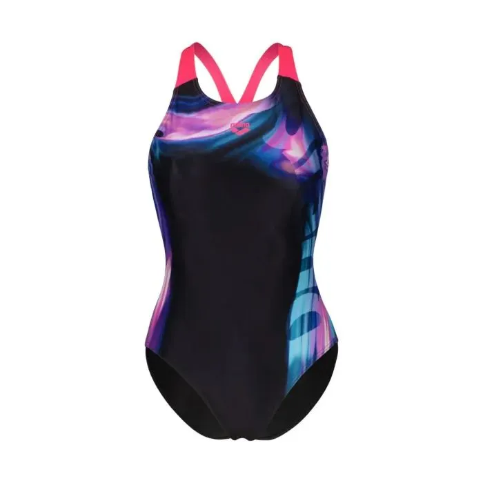 Купальник Arena Dreamhline Swimsuit V Back 008328-500 чорний, фіолетовий, бірюзовій 42 (3468337427971) изображение 3