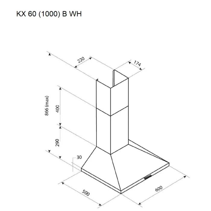 Вытяжка кухонная Pyramida KX 60 (1000) B WH изображение 7