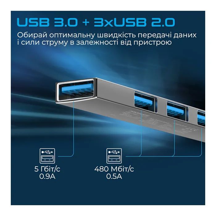 Концентратор Promate USB-C 4-in-1 порти Promate litehub-4.grey (litehub-4.grey) зображення 3