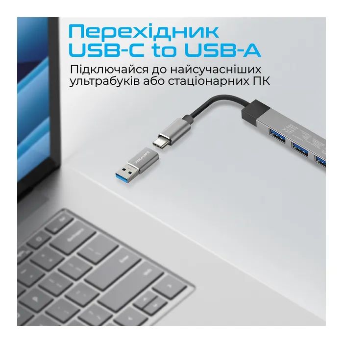 Концентратор Promate USB-C 4-in-1 порти Promate litehub-4.grey (litehub-4.grey) зображення 4