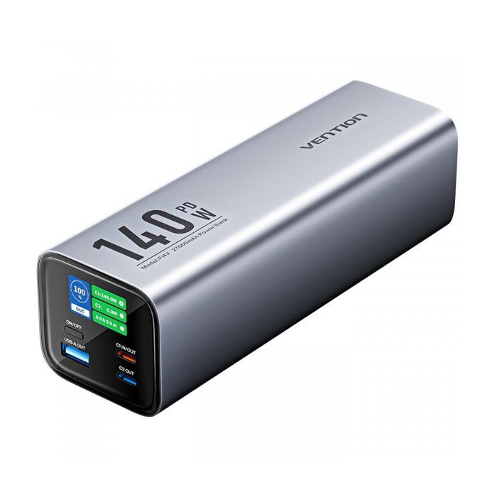 Батарея універсальна Vention 27000mAh 140W 5A PD, QC/3.0, 2xUSB-C, USB-A, LED Display, Gray (FHVH0)