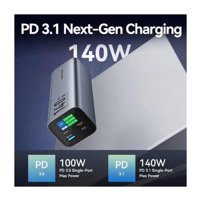 Батарея універсальна Vention 27000mAh 140W 5A PD, QC/3.0, 2xUSB-C, USB-A, LED Display, Gray (FHVH0) зображення 7