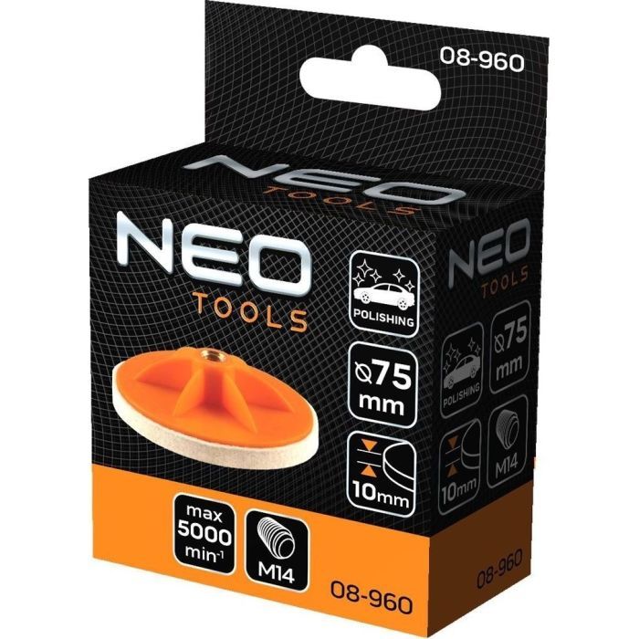 Круг зачистной Neo Tools полировальный, губка средней жесткости, M14, 75x10мм (08-960) изображение 4