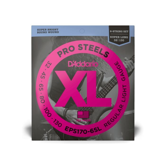 Струни для гітари D'Addario ProSteels Bass Light 6-String (32-130) (EPS170-6SL)