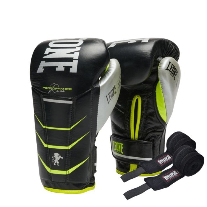 Боксерские перчатки Leone GN110F Revo Fluo Black 12 унцій (GN110F_Black_12oz)