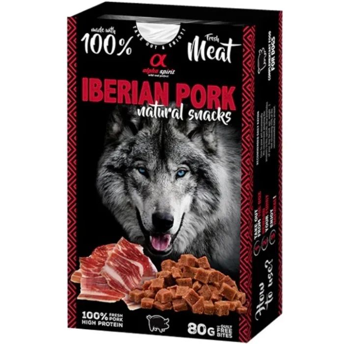 Лакомство для собак Alpha Spirit Dog Iberian Pork Natural Snacks 80 г (8436586311896)