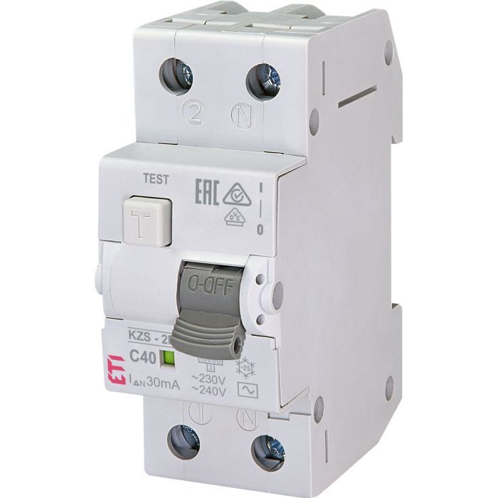 Дифференциальный автоматический выключатель ETI KZS-2M C 40/0,03 тип AC (10kA)