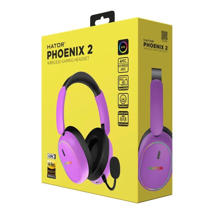 Наушники Hator Phoenix 2 Wireless Hi-Res SyncHUB connection Black (ESH40) изображение 6