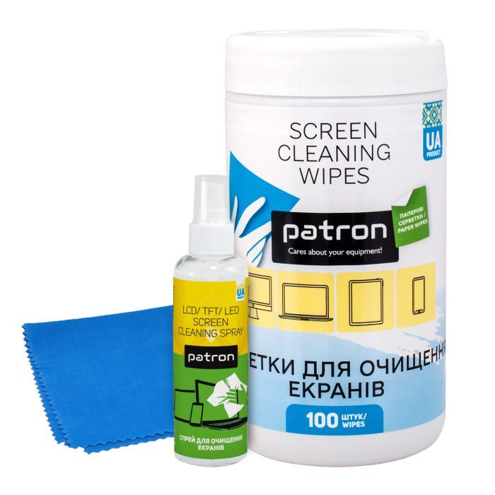 Универсальный чистящий набор Patron Screen spray 100ml F3-008 +wipesF3-059+microfi (CS-PN-BUNDL-15)