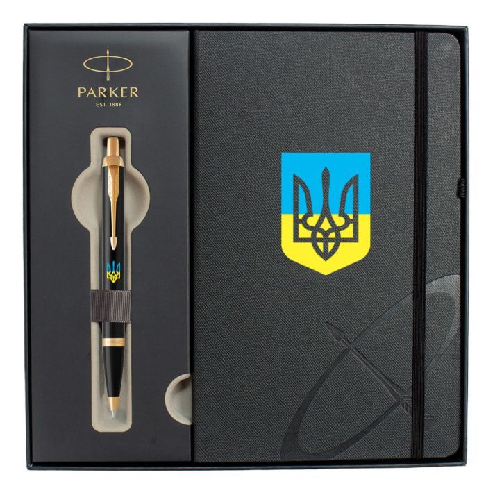 Ручка шариковая Parker IM 17 UKRAINE Black GT BP Трезубец син-желт. + блокнот Parker + подар.упаковка GIFT24 (22032b24_T0016u) изображение 2