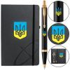Ручка шариковая Parker IM 17 UKRAINE Black GT BP Трезубец син-желт. + блокнот Parker + подар.упаковка GIFT24 (22032b24_T0016u)
