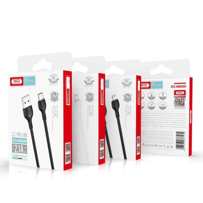 Дата кабель USB 2.0 AM to Lightning 2.0m 2.1A white XO (NB200-L2-WH) изображение 2