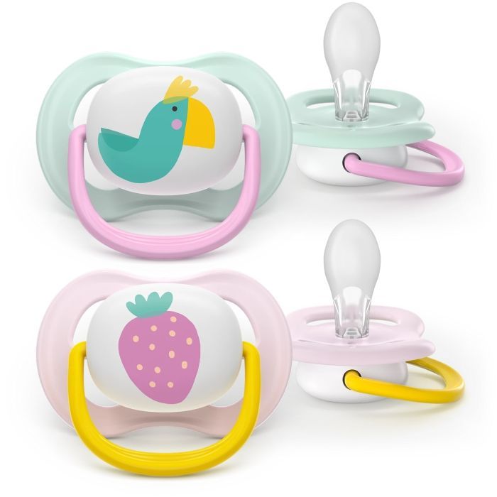 Пустушка Philips AVENT Ultra Air 0-6 місяців 2 шт жовто-рожева (SCF080/24)