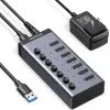 Концентратор Ugreen USB 3.0 to 7xUSB 3.0 with power supply CM481 gray (90307)