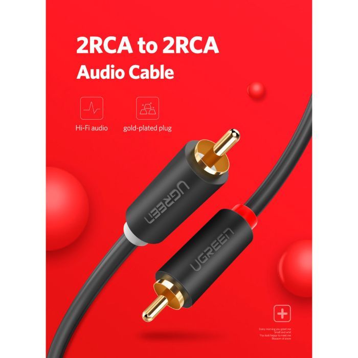 Кабель мультимедійний 2xRCA M to 2xRCA M 3.0m AV104 black Ugreen (10519) зображення 5
