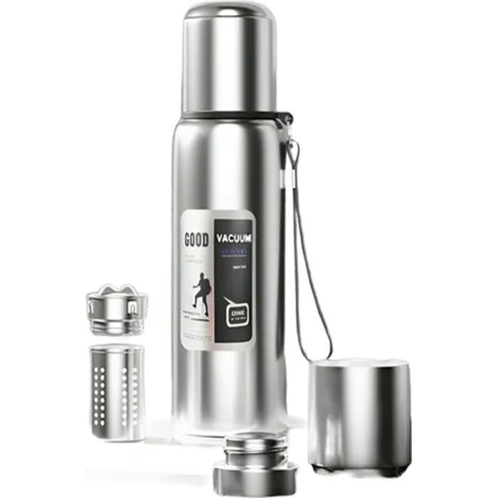 Термос Merlion з ситечком та чашкою 1,5 л, сталевий (ZK-127-1500Grey)