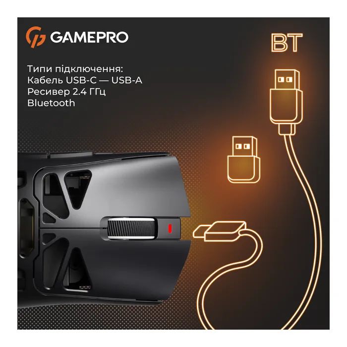 Мишка GamePro Genesis Spider Wireless/Bluetooth/USB Black (GM870B) зображення 5