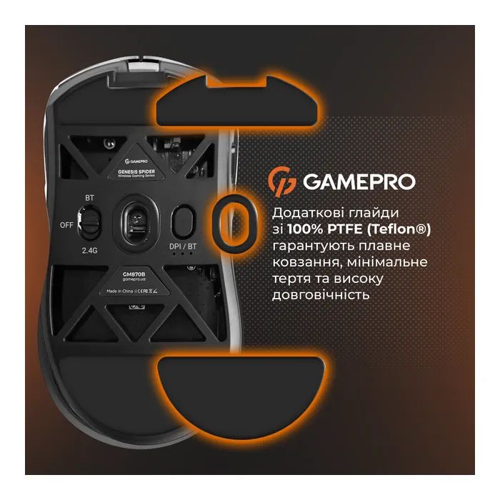 Мишка GamePro Genesis Spider Wireless/Bluetooth/USB Black (GM870B) зображення 9