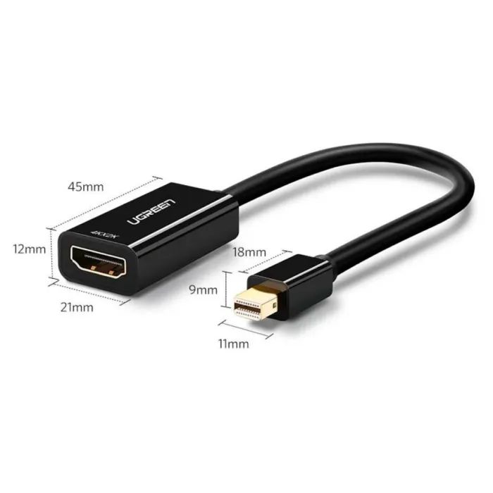 Переходник Mini DisplayPort M to HDMI F 4K 30Hz black Ugreen (40360) изображение 3