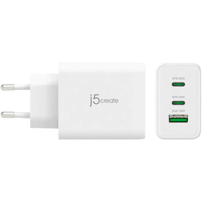 Зарядний пристрій J5create 1xUSB + 2xUSB-C 65W GaN QC3.0/PD/PPS (JUP3365E-EN) зображення 4