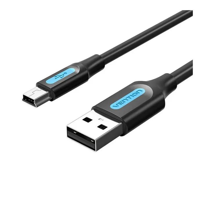 Дата кабель USB 2.0 AM to Mini 5P 0.5m black Vention (COMBD)