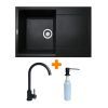 Мийка кухонна Adamant Horizon чорний + змішувач + дозатор (1824296901503)