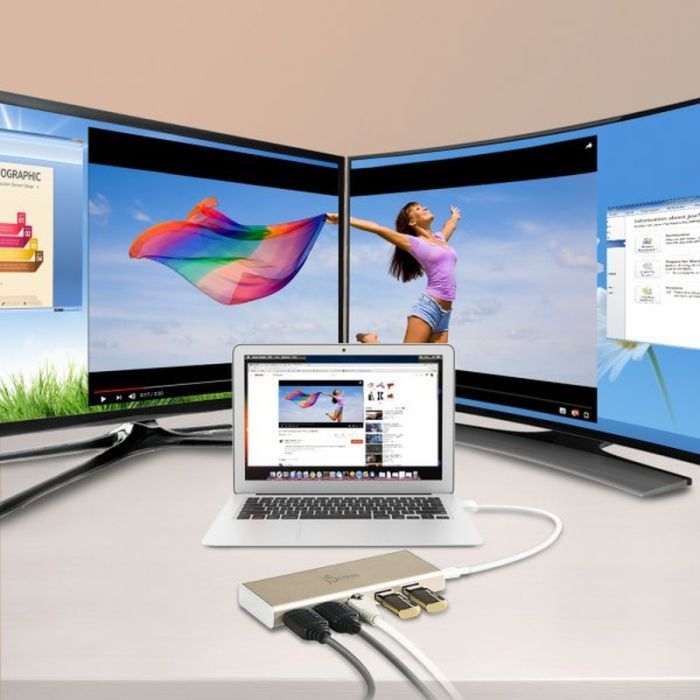 Порт-реплікатор J5create Dock-Station USB-C 6-in-1 (HDMI/PD/USB-A/USB-C/LAN) (JCD381-N) зображення 5