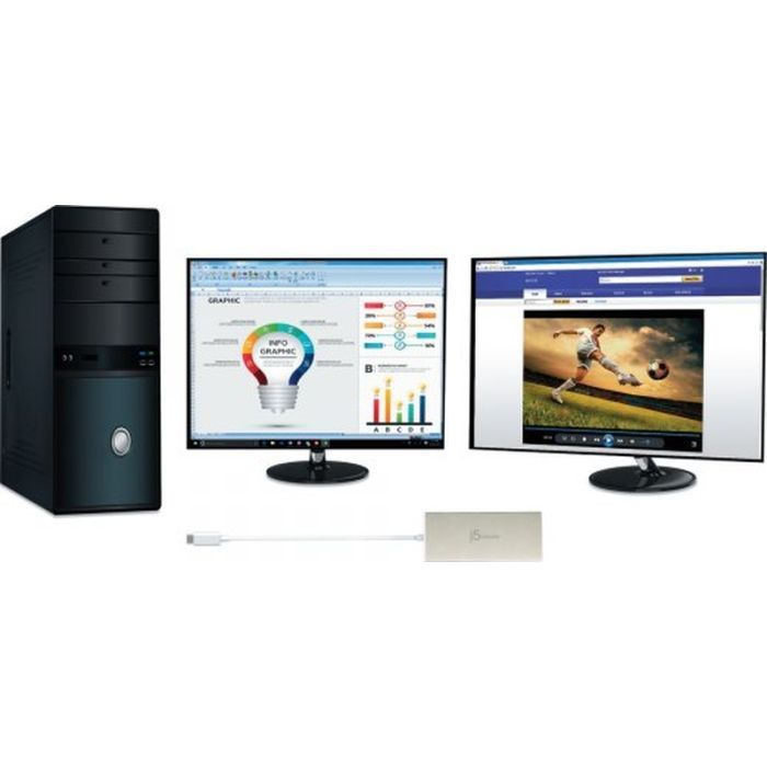 Порт-реплікатор J5create Dock-Station USB-C 6-in-1 (HDMI/PD/USB-A/USB-C/LAN) (JCD381-N) зображення 6