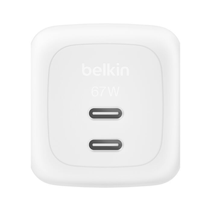 Зарядное устройство Belkin 2xUSB-C PD67W GaN PPS + cable USB-C to USB-C 2.0m white (WCH020KQ2MWH-B6) изображение 3