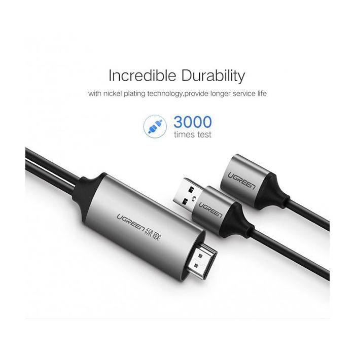Кабель мультимедійний USB to HDMI 1.5m gray Ugreen (50291) зображення 2