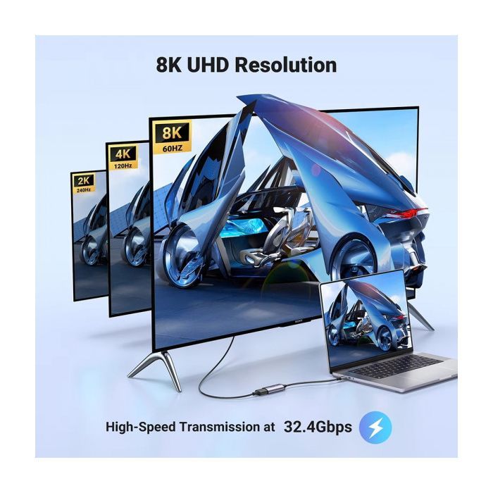 Перехідник USB-C M to DisplayPort F 0.1m 8K60Hz CM654 gray Ugreen (15575) зображення 4