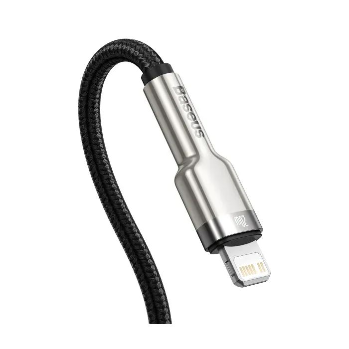 Дата кабель USB-C to Lightning 0.25m 20W Cafule Series Meta black Baseus (CATLJK-01) изображение 3