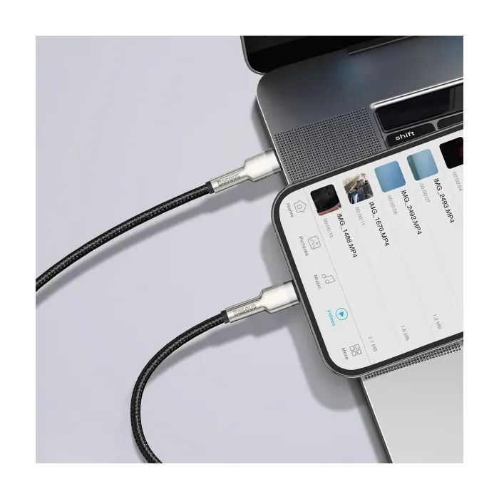 Дата кабель USB-C to Lightning 0.25m 20W Cafule Series Meta black Baseus (CATLJK-01) изображение 5