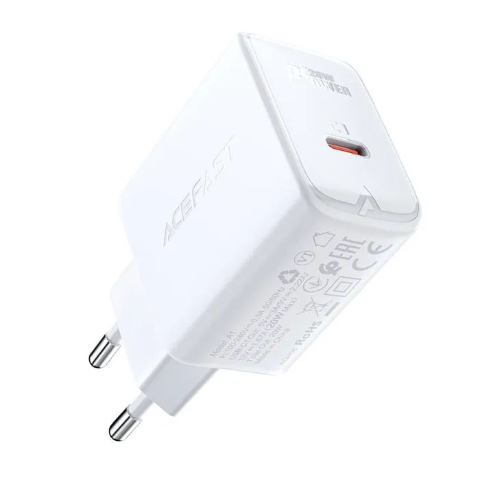 Зарядное устройство Acefast 1xUSB-C PD20W A1 white (6974316280040)