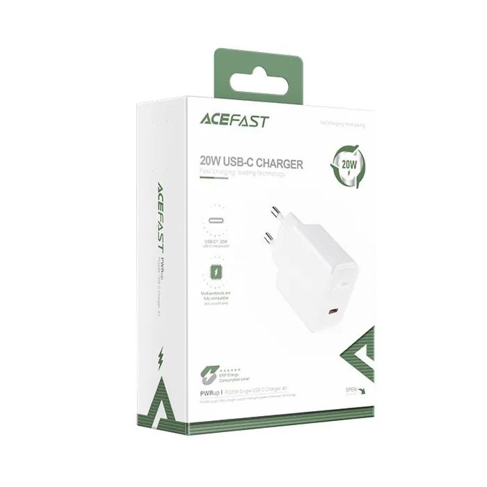 Зарядное устройство Acefast 1xUSB-C PD20W A1 white (6974316280040) изображение 2