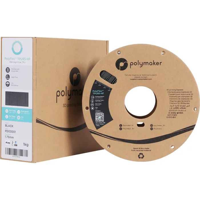 Пластик для 3D-принтера Polymaker TPU-95A HIGH SPEED 1,75mm 1kg BLACK (PD03001) зображення 2