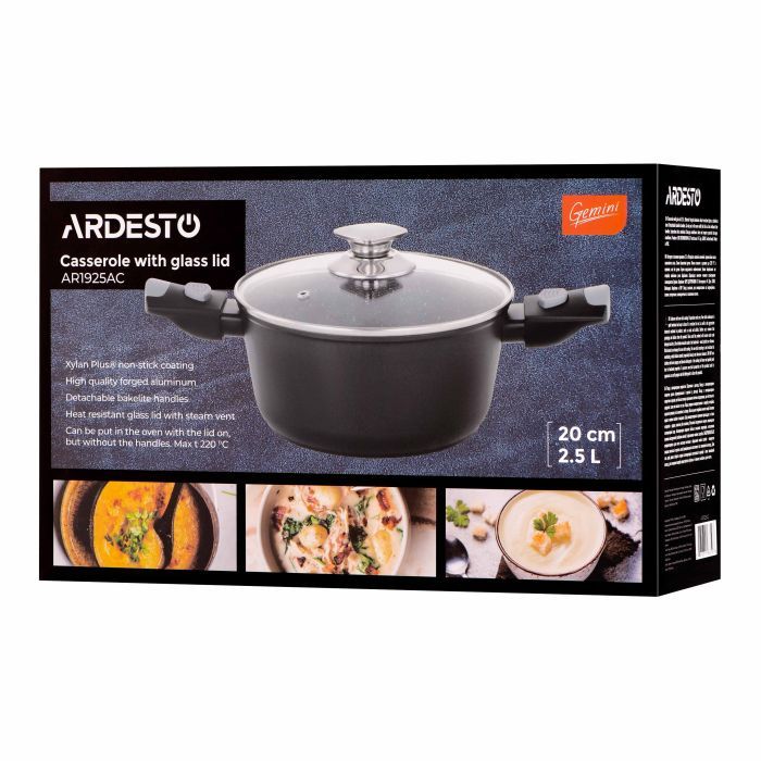 Кастрюля Ardesto Gemini Bari, 2.5л, алюміній, чорний (AR1925AC) изображение 10
