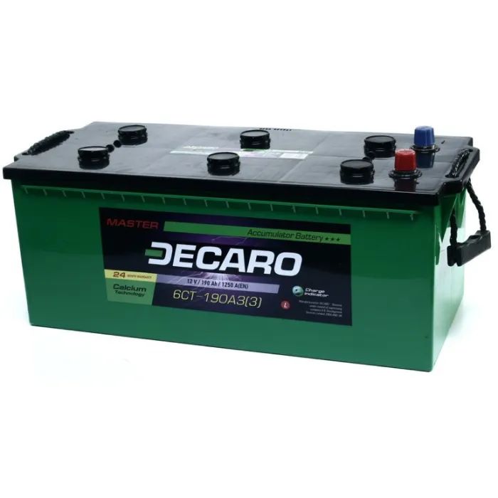 Аккумулятор автомобильный DECARO 190Ah-12v MASTER R, EN1250 (6СТ-190 А3 (4) M)