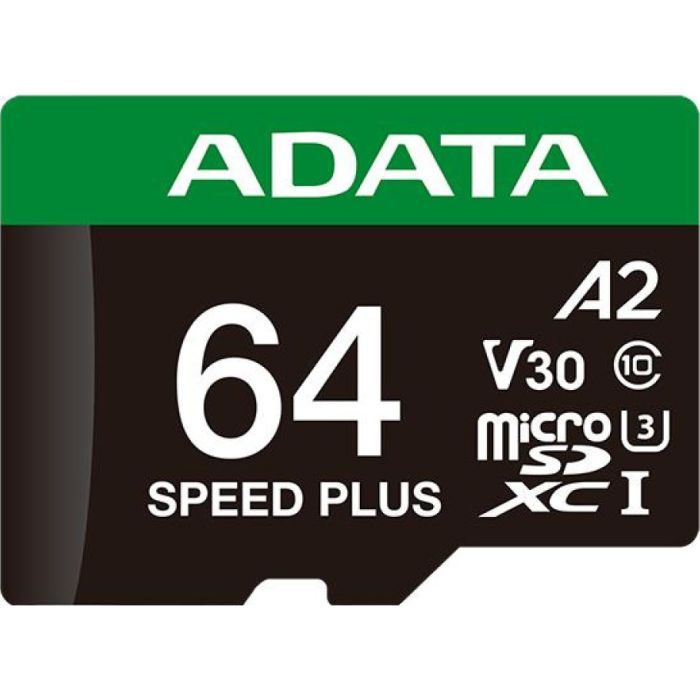Карта памяти ADATA 64GB microSD class 10 UHS-I U3 V30 A2 Speed Plus (UD64GUI3V30A2SP-RA1) изображение 2