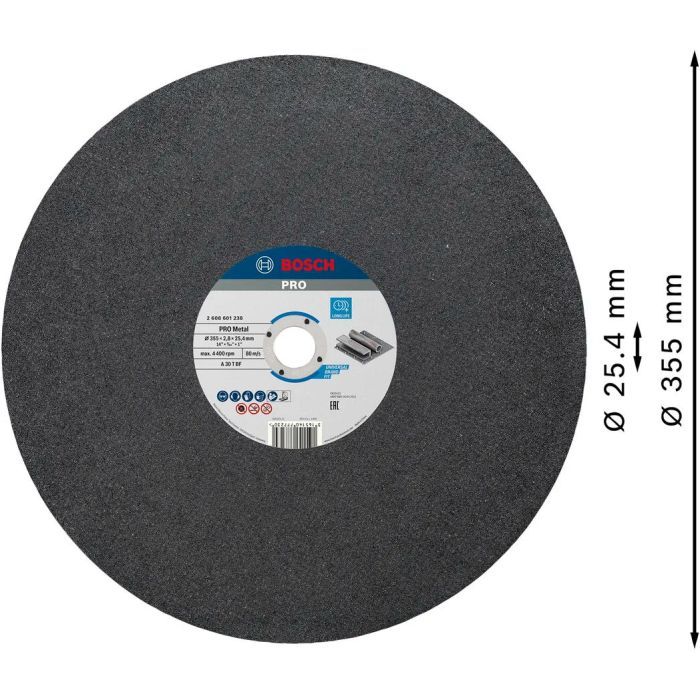 Круг відрізний Bosch Professional, для металу, 355×2.8×25.4 mm (2.608.601.238) зображення 2