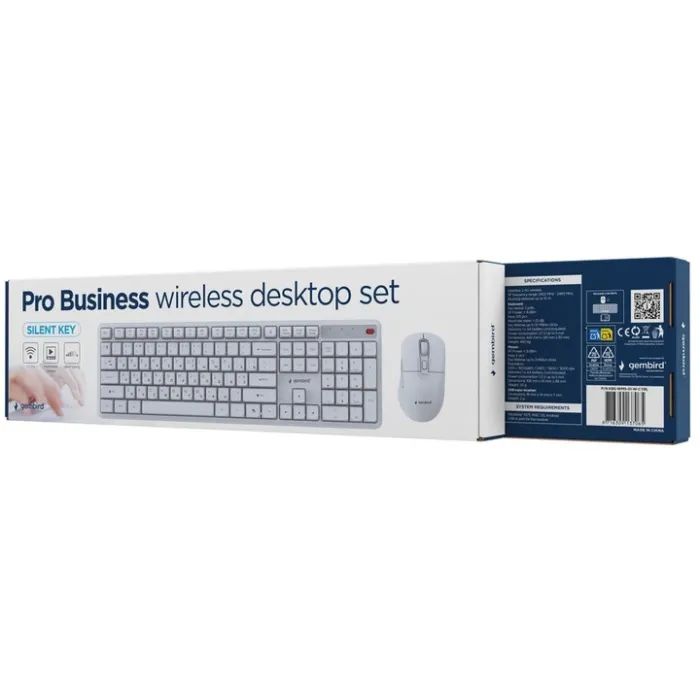 Комплект Gembird Silent Key Pro Business Wireless White (KBS-WMS-01-W-CYRL) изображение 4