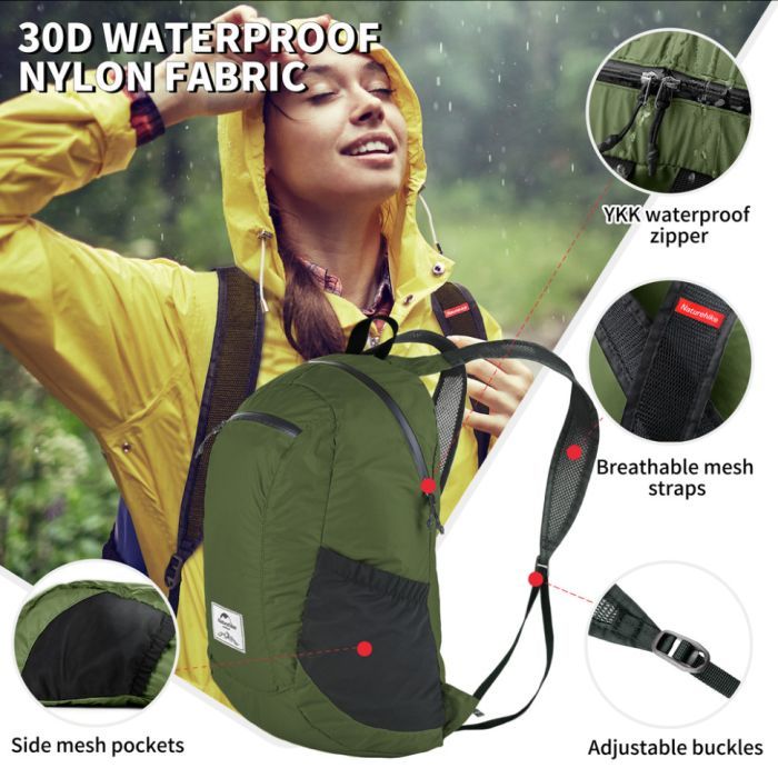 Рюкзак туристичний Naturehike NH17A012-B Ultralight 18 л зелений (6976507663762) зображення 4